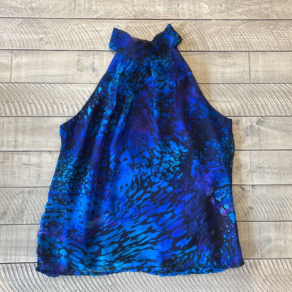 BEDO femme Blue Sleeveless High Neck Halter Blouse